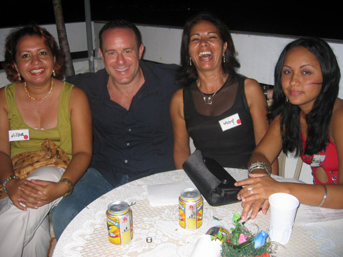 A happy client enjoying the social with Colombian brides